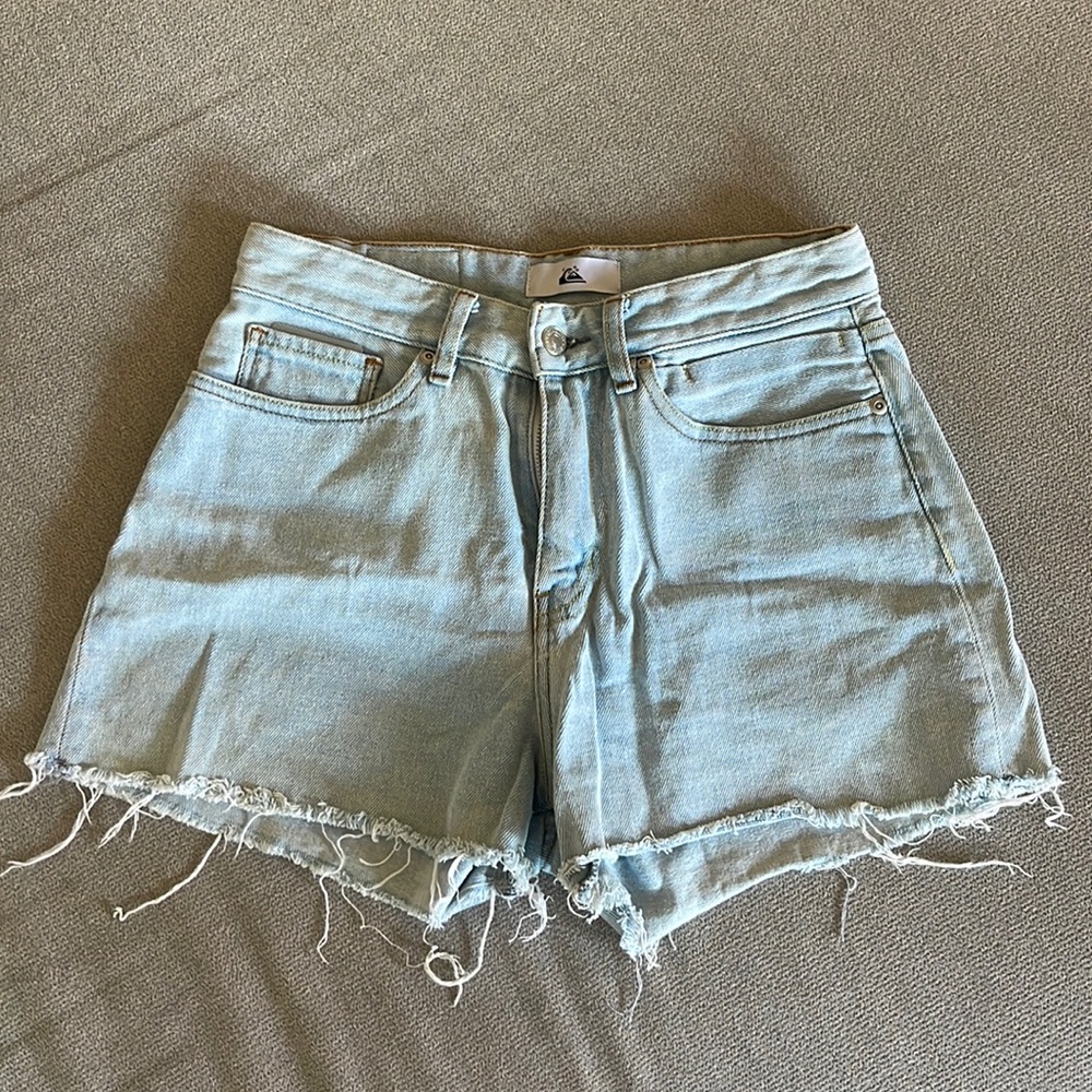 Light medium wash denim cut off shorts